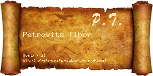 Petrovits Tibor névjegykártya